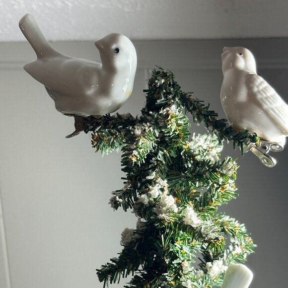 unknown Other - Porcelain Dove Bird Ornaments Two Clip on Christmas Tree Holiday Home Decor